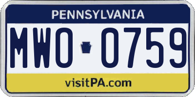 PA license plate MWO0759