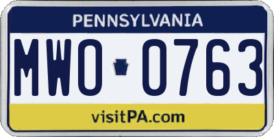 PA license plate MWO0763