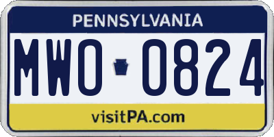 PA license plate MWO0824