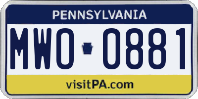 PA license plate MWO0881