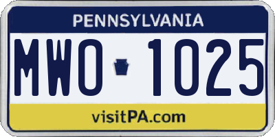 PA license plate MWO1025