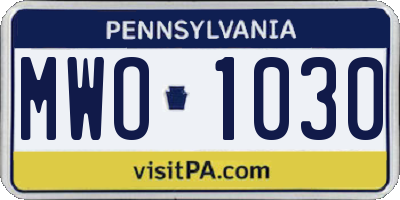 PA license plate MWO1030