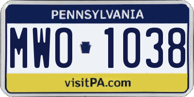 PA license plate MWO1038