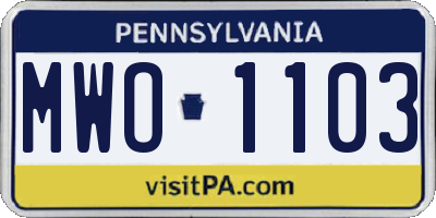 PA license plate MWO1103