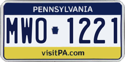 PA license plate MWO1221