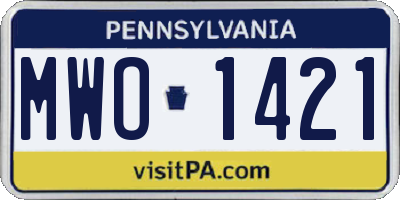 PA license plate MWO1421