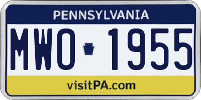 PA license plate MWO1955