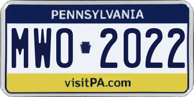 PA license plate MWO2022