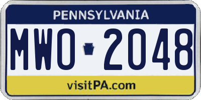PA license plate MWO2048