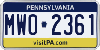 PA license plate MWO2361