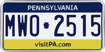 PA license plate MWO2515