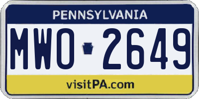 PA license plate MWO2649