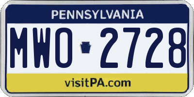 PA license plate MWO2728