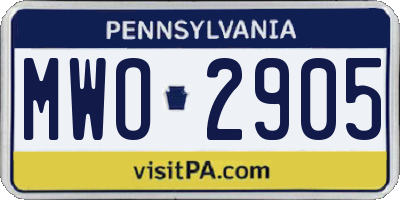 PA license plate MWO2905
