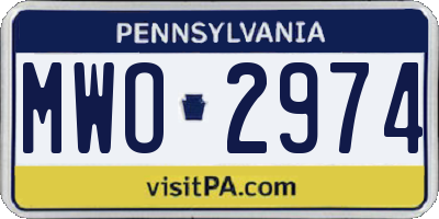 PA license plate MWO2974