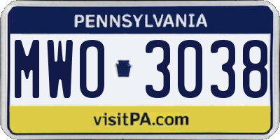 PA license plate MWO3038
