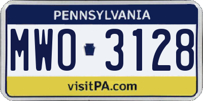 PA license plate MWO3128