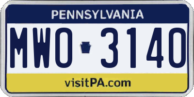 PA license plate MWO3140