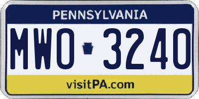 PA license plate MWO3240