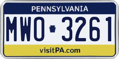 PA license plate MWO3261