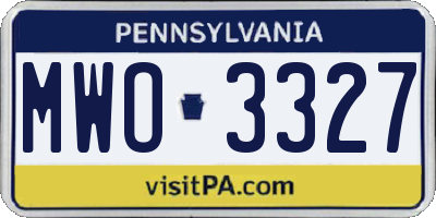 PA license plate MWO3327