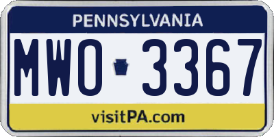 PA license plate MWO3367