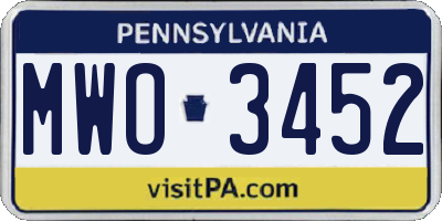 PA license plate MWO3452