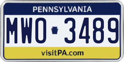 PA license plate MWO3489