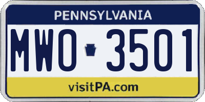 PA license plate MWO3501
