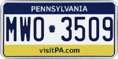 PA license plate MWO3509