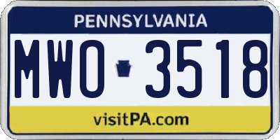 PA license plate MWO3518
