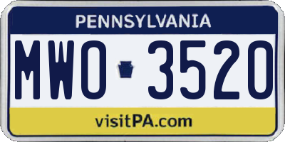 PA license plate MWO3520
