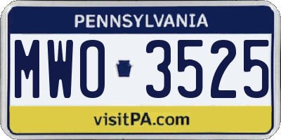 PA license plate MWO3525