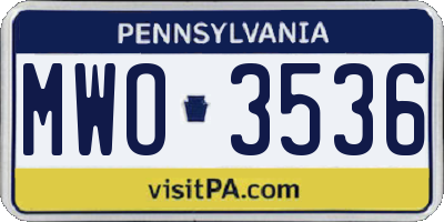 PA license plate MWO3536