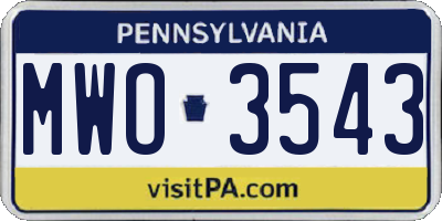 PA license plate MWO3543