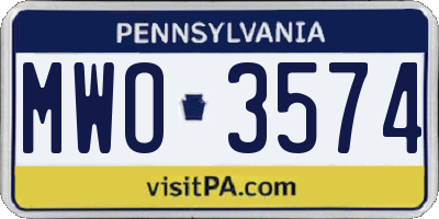 PA license plate MWO3574