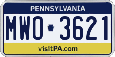 PA license plate MWO3621