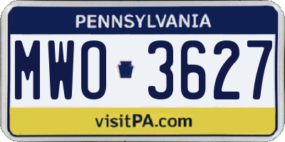 PA license plate MWO3627