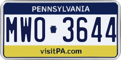 PA license plate MWO3644