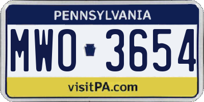 PA license plate MWO3654