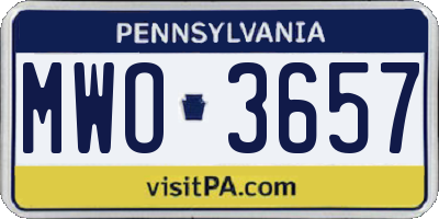 PA license plate MWO3657