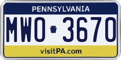 PA license plate MWO3670