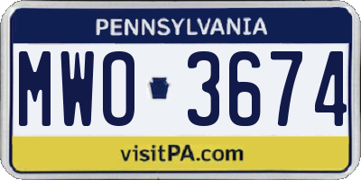 PA license plate MWO3674