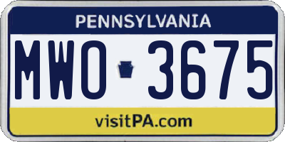 PA license plate MWO3675