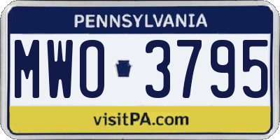 PA license plate MWO3795