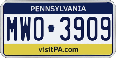PA license plate MWO3909