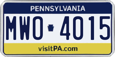 PA license plate MWO4015