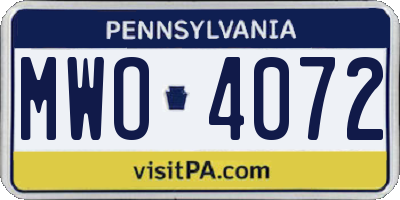 PA license plate MWO4072