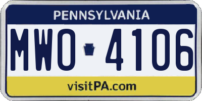 PA license plate MWO4106