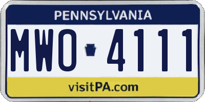 PA license plate MWO4111
